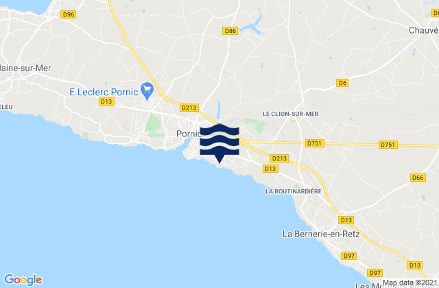 Karte der Gezeiten Pornic, France
