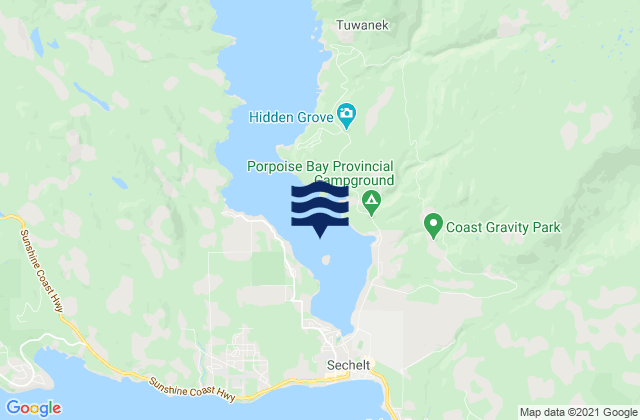 Karte der Gezeiten Porpoise Bay, Canada