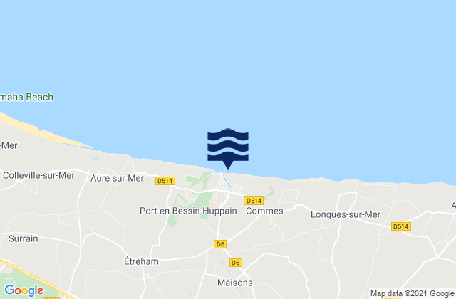Karte der Gezeiten Port-en-Bessin-Huppain, France
