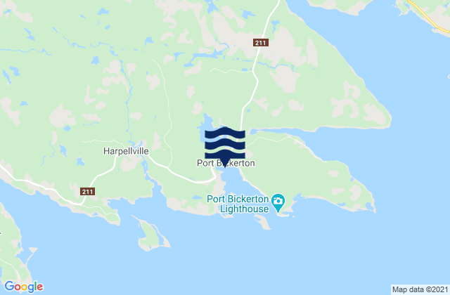 Karte der Gezeiten Port Bickerton, Canada
