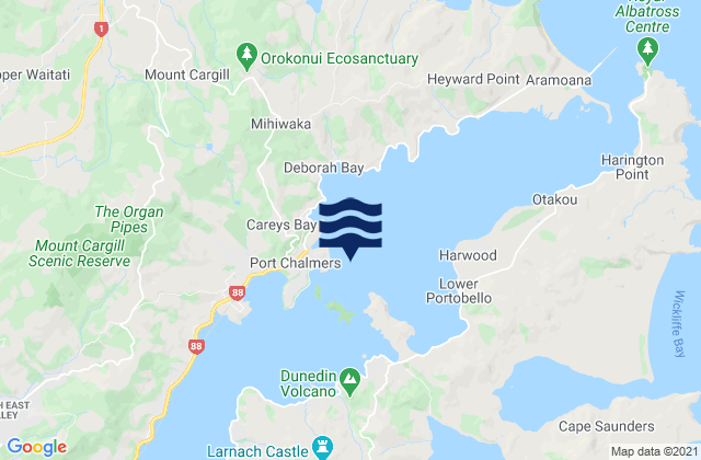 Karte der Gezeiten Port Chalmers, New Zealand