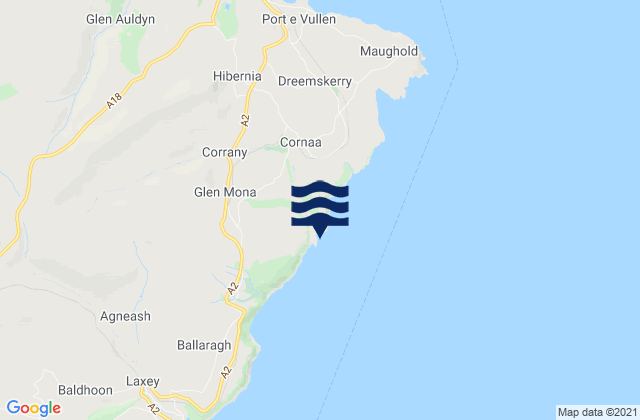 Karte der Gezeiten Port Cornaa, Isle of Man