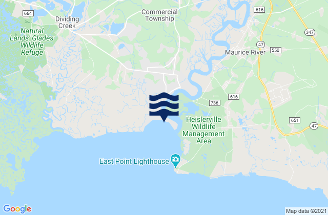 Karte der Gezeiten Port Elizabeth (Manumuskin River), United States