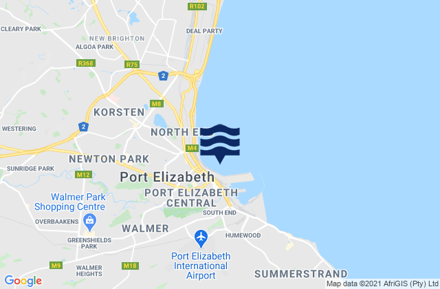Karte der Gezeiten Port Elizabeth, South Africa