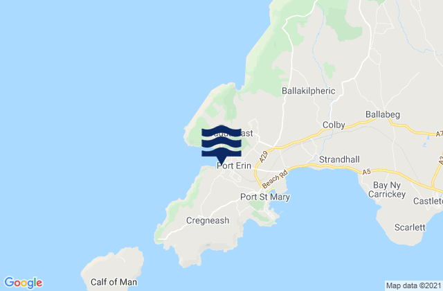 Karte der Gezeiten Port Erin, Isle of Man