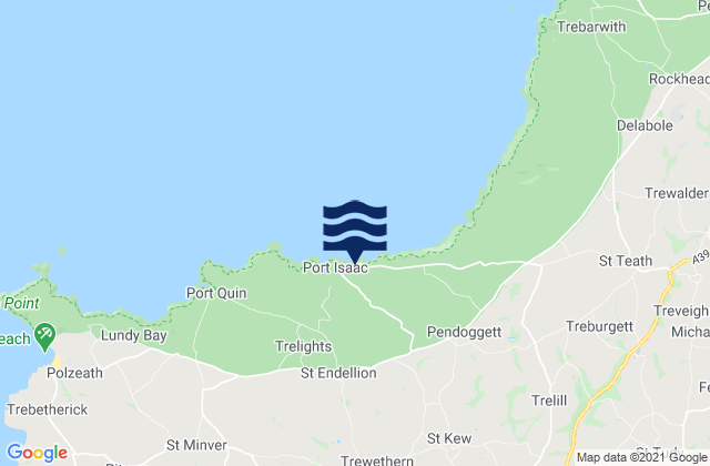 Karte der Gezeiten Port Gaverne Beach, United Kingdom