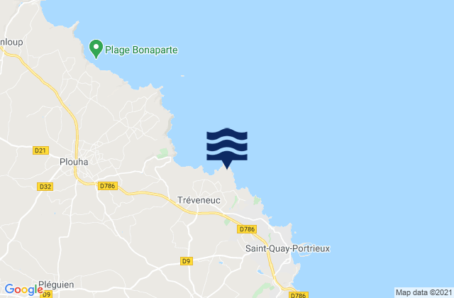 Karte der Gezeiten Port Goret Treveneuc, France