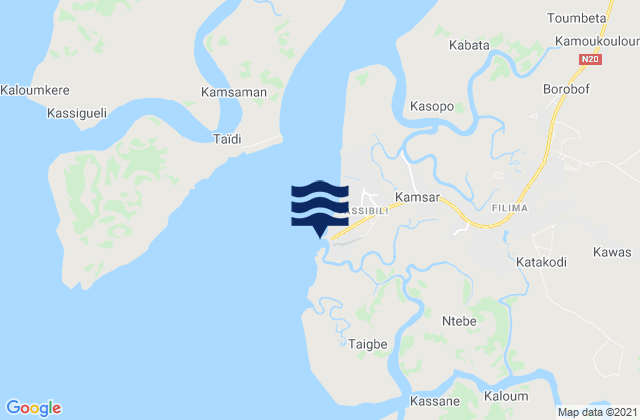 Karte der Gezeiten Port Kakande Rio Nunez, Guinea