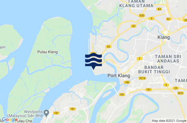 Karte der Gezeiten Port Klang, Malaysia