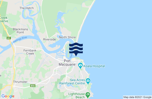 Karte der Gezeiten Port Macquarie, Australia
