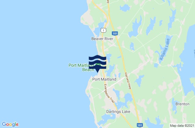 Karte der Gezeiten Port Maitland, Canada