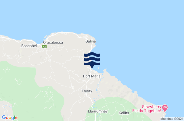 Karte der Gezeiten Port Maria, Jamaica