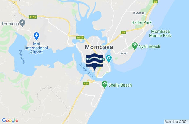 Karte der Gezeiten Port Mombasa (Kilindini), Kenya