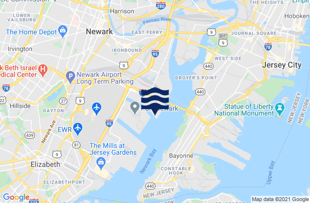 Karte der Gezeiten Port Newark Terminal, United States