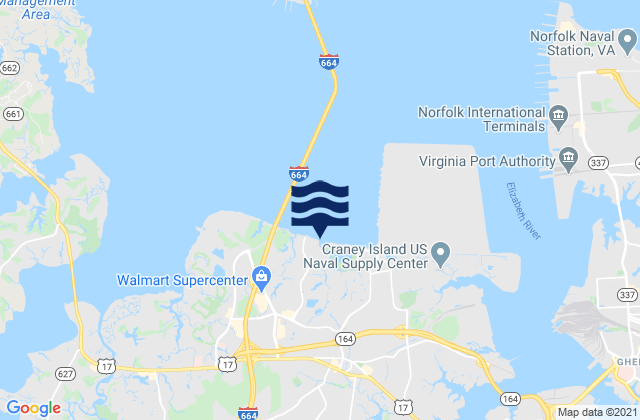Karte der Gezeiten Port Norfolk, Western Branch, United States