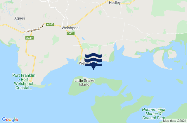 Karte der Gezeiten Port Welshpool, Australia