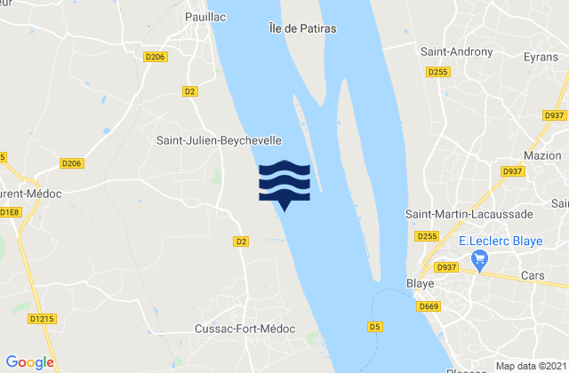 Karte der Gezeiten Port de Beychevelle, France
