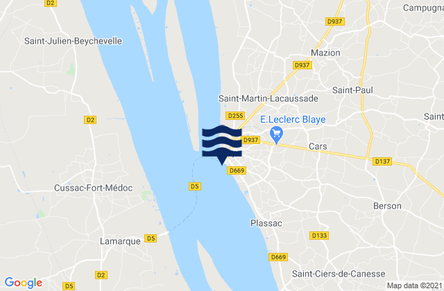 Karte der Gezeiten Port de Blaye, France