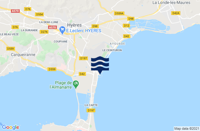 Karte der Gezeiten Port de Hyères (St Pierre), France
