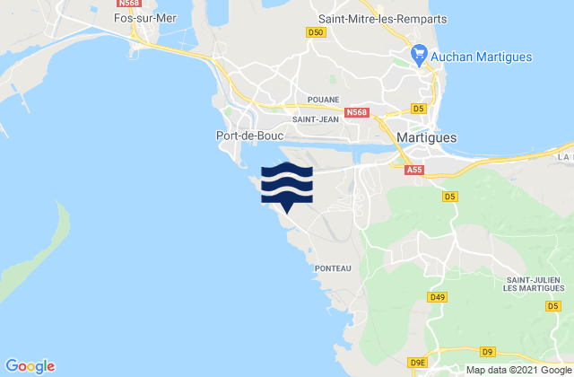 Karte der Gezeiten Port de Lavéra, France