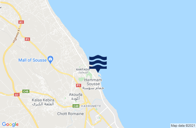 Karte der Gezeiten Port el Kantaoui, Tunisia