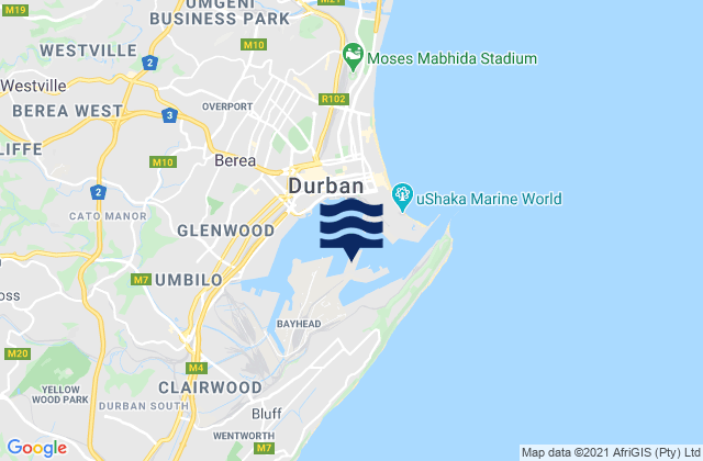 Karte der Gezeiten Port of Durban, South Africa