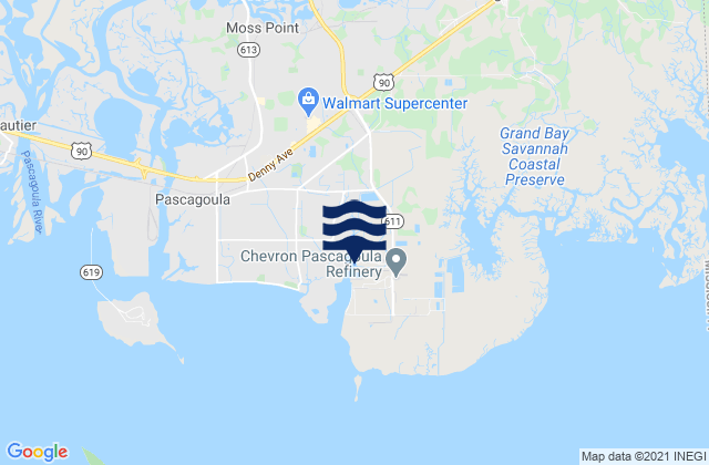 Karte der Gezeiten Port of Pascagoula Dock E, United States