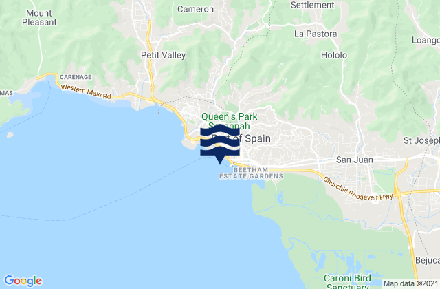 Karte der Gezeiten Port of Spain, Trinidad and Tobago