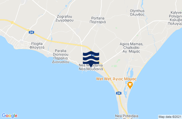 Karte der Gezeiten Portariá, Greece