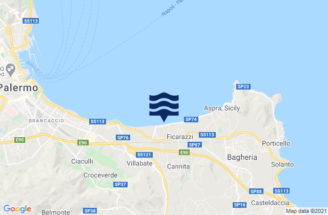 Karte der Gezeiten Portella di Mare, Italy