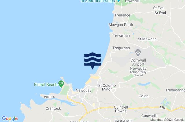 Karte der Gezeiten Porth Beach, United Kingdom