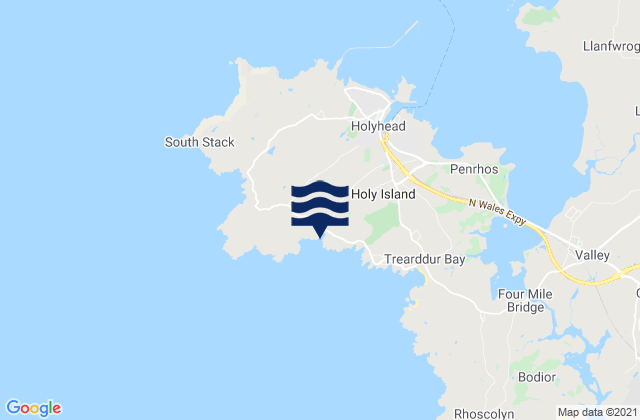 Karte der Gezeiten Porth Dafarch Beach, United Kingdom