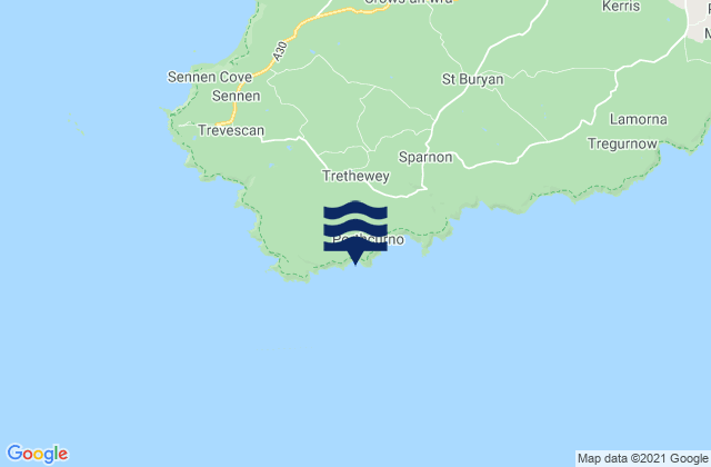 Karte der Gezeiten Porthchapel Beach, United Kingdom