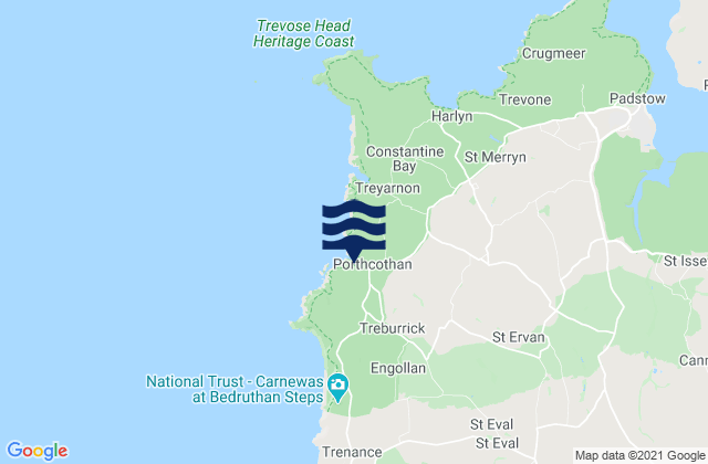 Karte der Gezeiten Porthcothan Bay Beach, United Kingdom