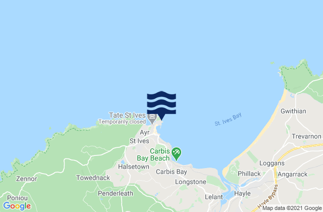 Karte der Gezeiten Porthgwidden Beach, United Kingdom