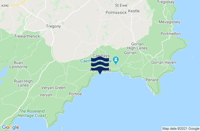 Karte der Gezeiten Portholland Beach, United Kingdom