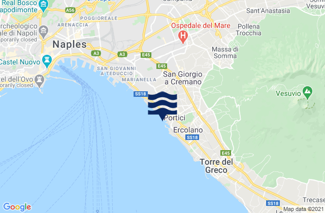 Karte der Gezeiten Portici, Italy