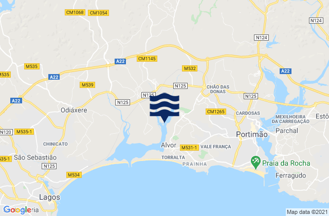 Karte der Gezeiten Portimão, Portugal