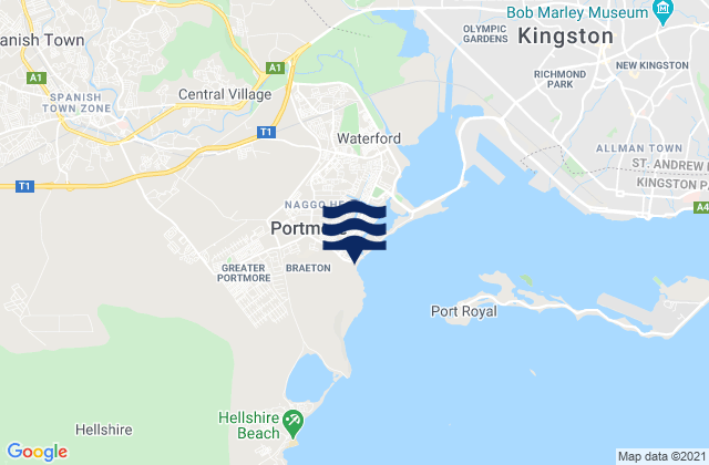 Karte der Gezeiten Portmore, Jamaica