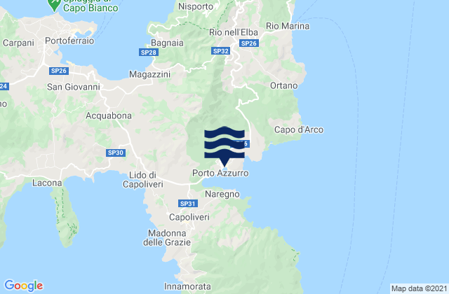 Karte der Gezeiten Porto Azzurro, Italy