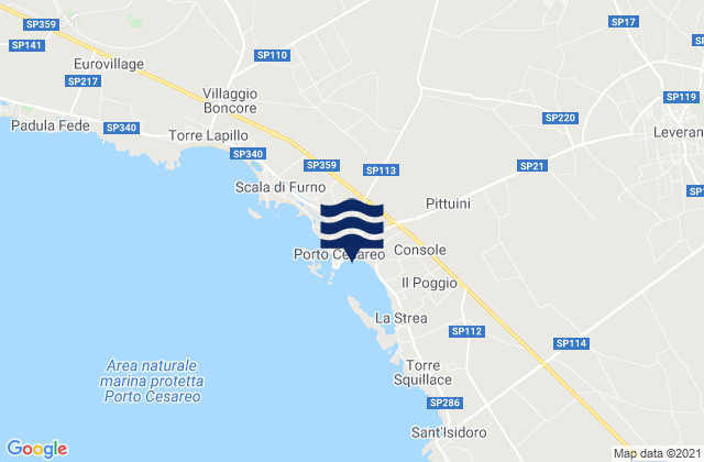 Karte der Gezeiten Porto Cesareo, Italy
