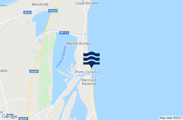 Karte der Gezeiten Porto Corsini, Italy