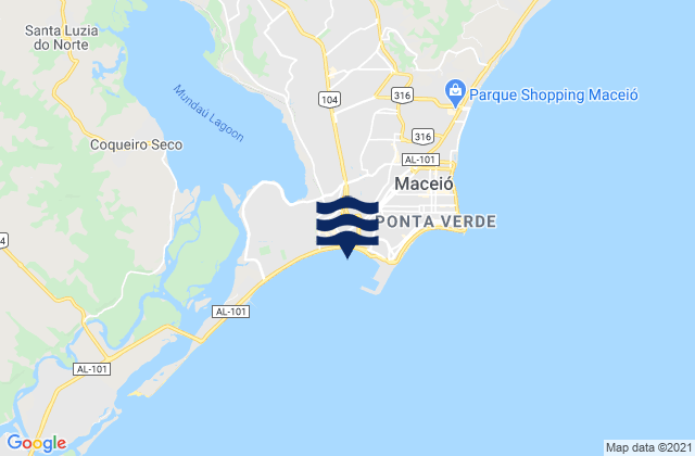 Karte der Gezeiten Porto De Maceio, Brazil