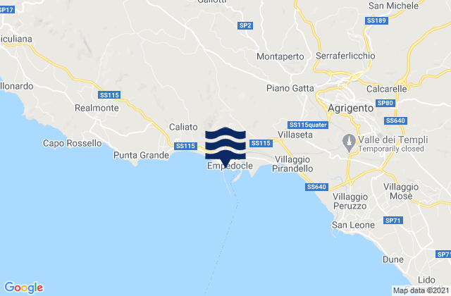 Karte der Gezeiten Porto Empedocle, Italy