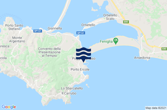Karte der Gezeiten Porto Ercole, Italy