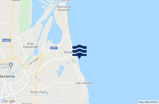 Karte der Gezeiten Porto Fuori, Italy