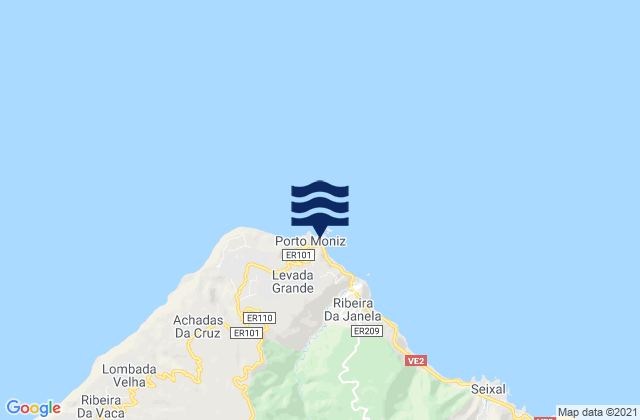 Karte der Gezeiten Porto Moniz Madeira Island, Portugal