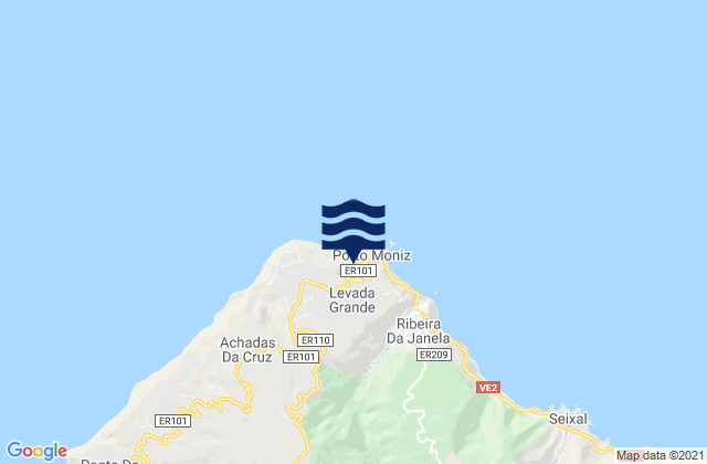 Karte der Gezeiten Porto Moniz, Portugal
