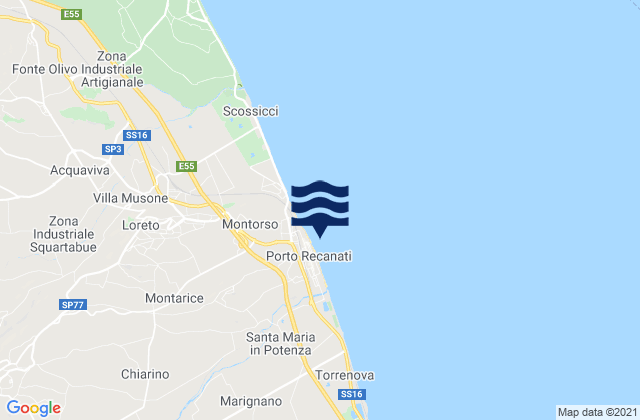 Karte der Gezeiten Porto Recanati, Italy