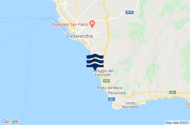 Karte der Gezeiten Porto Riva di Traiano, Italy